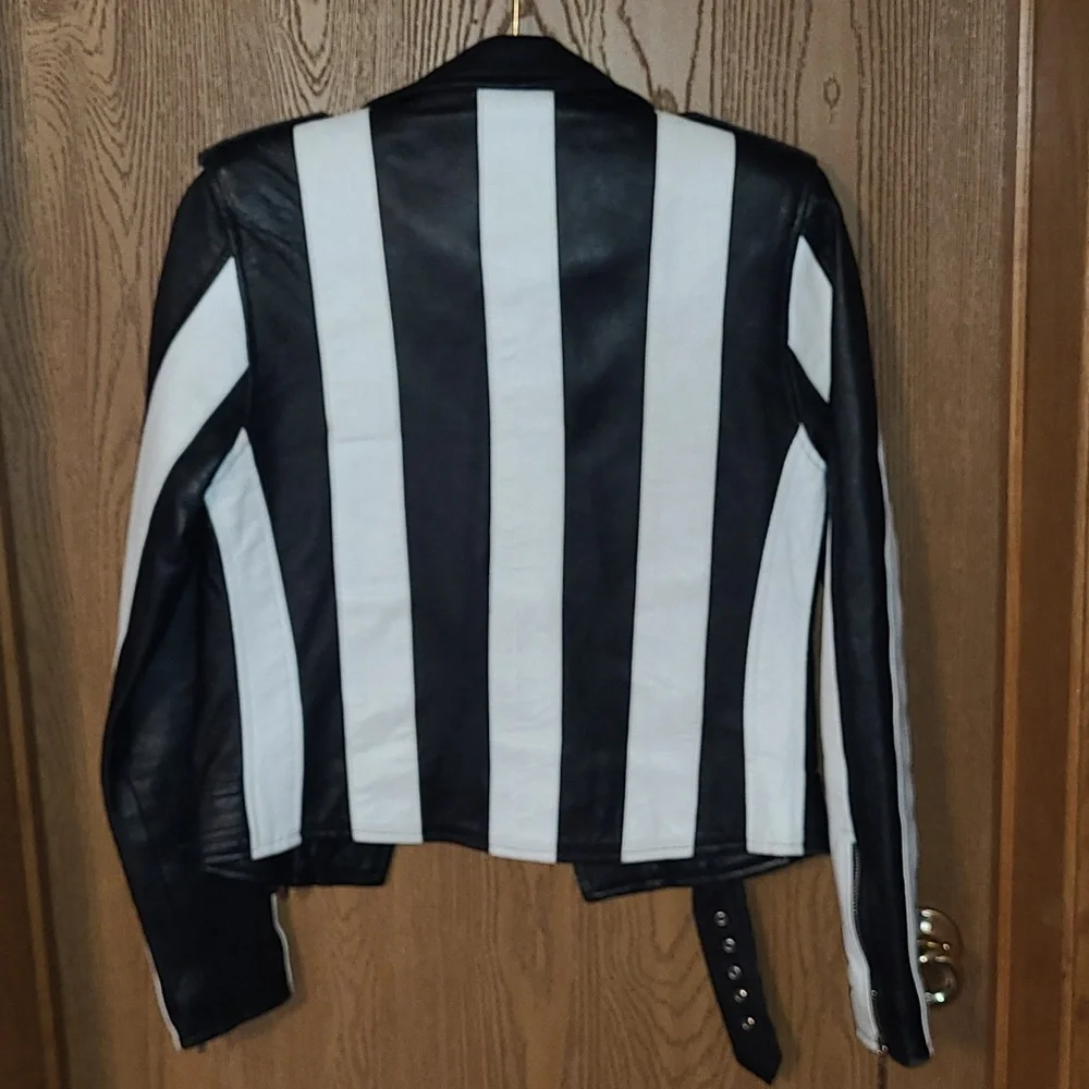 Killstar Black & White Real Leather Jacket - Picture 3 of 11